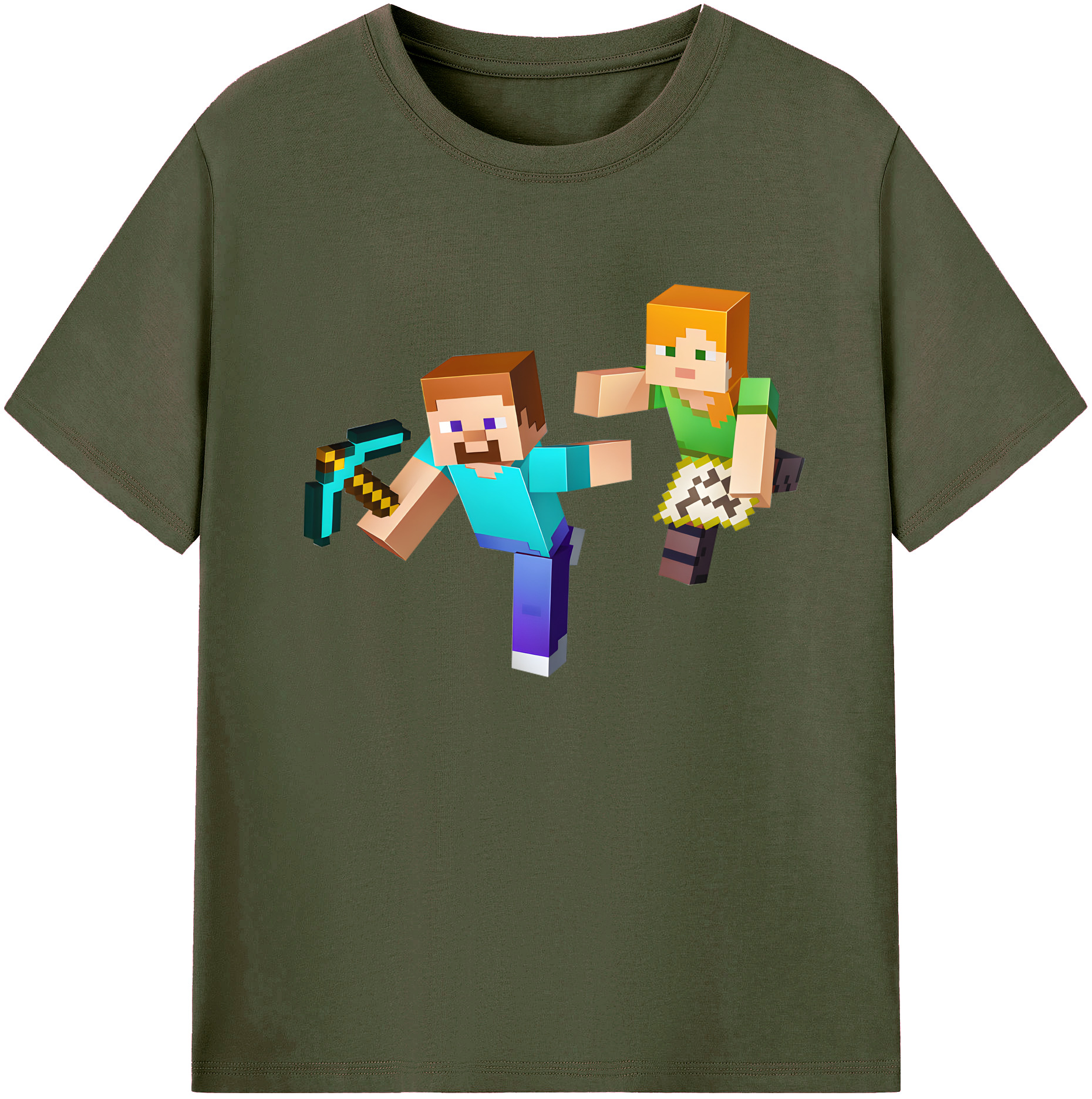 （画像用） マインクラフト ブロックの世界 Minecraft MC Block world 綿100％ メンズ半袖Tシャツ｜肌触りやわらか＆通気性